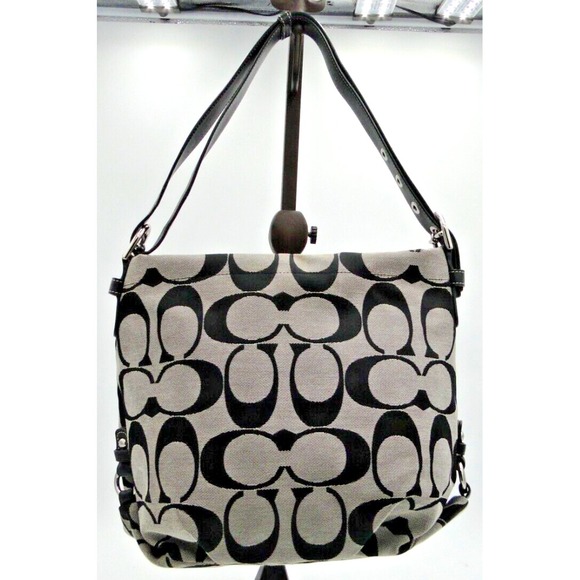 Coach Handbags - COACH Purse F15067 Black Signature Tote Crossbody Shoulder Bag Authenic